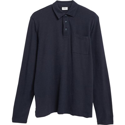 s.Oliver Strukturiertes Langarm-Poloshirt aus Baumwolle mit Brusttasche