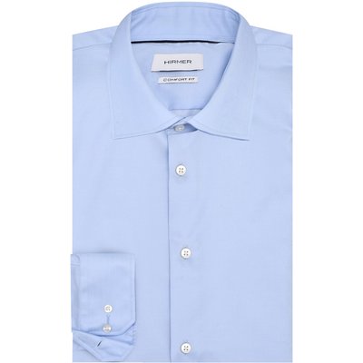 Hirmer Unifarbenes Twill-Hemd aus Baumwolle mit Kentkragenn, Comfort Fit