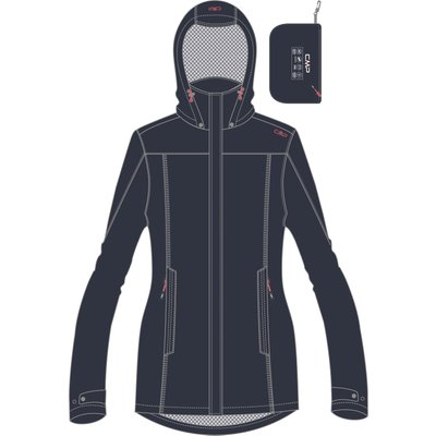 CMP Damen Rain Hoodie Button Jacke