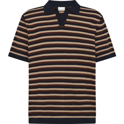 KnowledgeCotton Apparel Herren Striped Knitted Polo T-Shirt