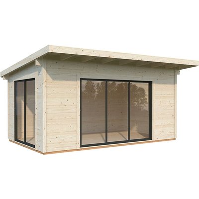 Palmako Grace 5.4m x 3.9m Double Glazed Pent Log Cabin Sliding Doors Plus (56mm)