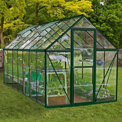 6â"? x 14â"? Palram Canopia Harmony Large Green Polycarbonate Greenhouse (1.85m x 4.26m)