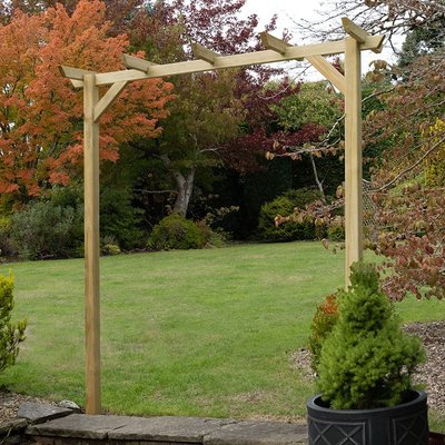 Forest Hanbury Flat Top Wooden Garden Pergola Arch 6