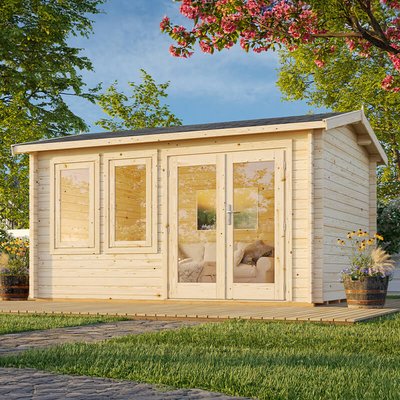 Palmako Iris 4.2m x 3.3m Log Cabin Garden Office (44mm)