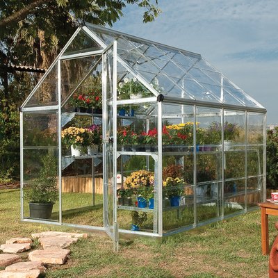 6â"? x 8â"? Palram Canopia Harmony Walk In Silver Polycarbonate Greenhouse (1.85m x 2.47m)