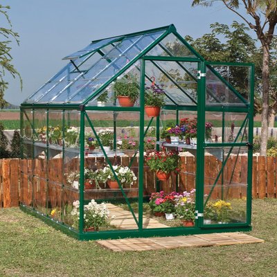 6â"? x 8â"? Palram Canopia Harmony Walk In Green Polycarbonate Greenhouse (1.85m x 2.47m)
