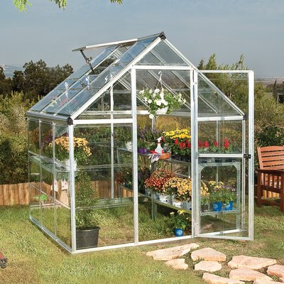 6â"? x 6â"? Palram Canopia Harmony Silver Polycarbonate Greenhouse (1.85m x 1.86m)
