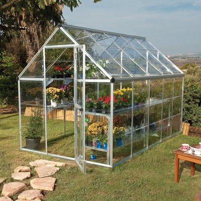 6â"? x 10â"? Palram Canopia Harmony Walk In Silver Polycarbonate Greenhouse (1.85m x 3.06m)