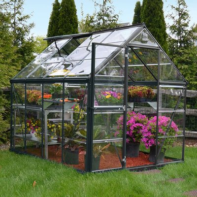 6â"? x 8â"? Palram Canopia Harmony Walk In Grey Polycarbonate Greenhouse (1.85m x 2.47m)