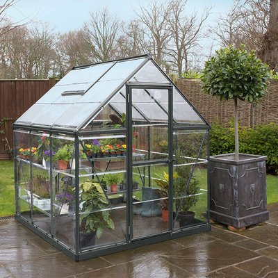 6â"? x 6â"? Palram Canopia Harmony Grey Polycarbonate Greenhouse (1.85m x 1.86m)