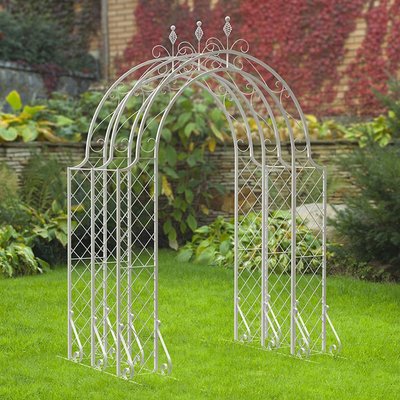 Panacea Lattice Metal Garden Arch Tunnel - White 8