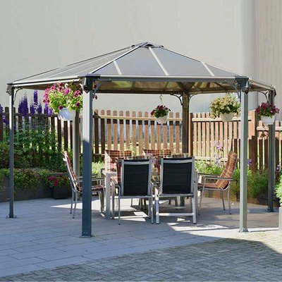 15x13 Palram Canopia Monaco Grey Hexagon Garden Gazebo