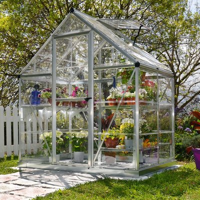 6â"? x 4â"? Palram Canopia Harmony Silver Polycarbonate Greenhouse (1.85m x 1.26m)