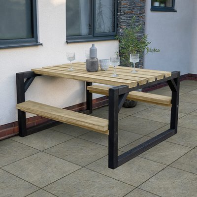 Forest Colour Block Wooden Garden Picnic Bench 4