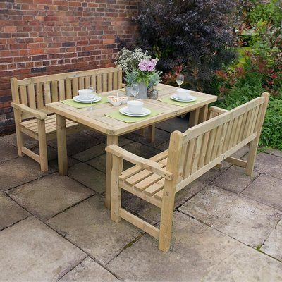 Forest Rosedene Wooden Garden Table and Benches Set 5