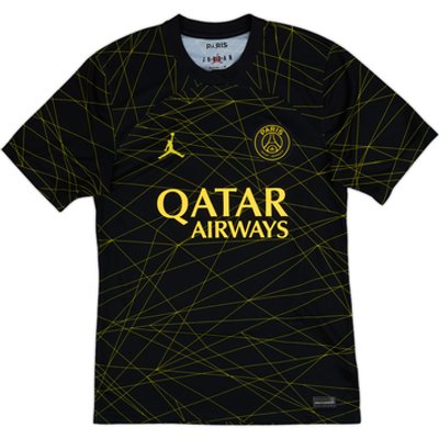 Black and yellow 2022-23 PSG x Jordan fourth shirt