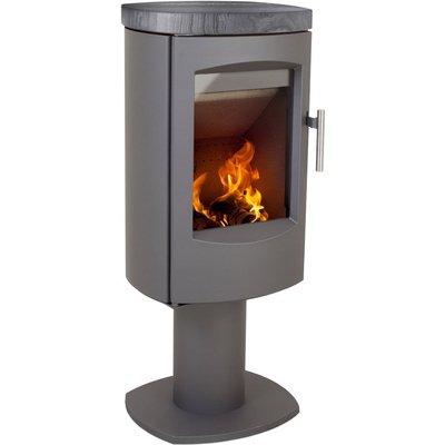 Heta Scanline 7D Turnable 4.5kW Wood Burning / Multifuel Pedestal Stove with Blackwood Top