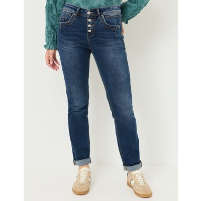Slim Fit Jeans mit Knopfleiste