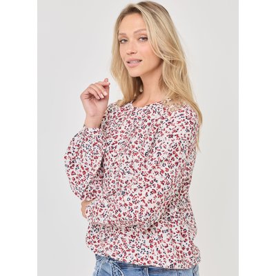 Geblümte Bluse mit Rippbündchen