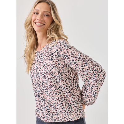 Geblümte Bluse mit Rippbündchen