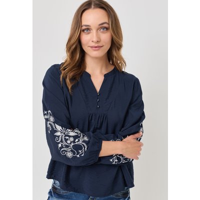 Bestickte Bluse mit weiten Ärmeln