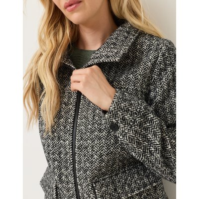 Warme Jacke m. Fischgrätmuster