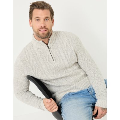 Zopf-Pullover mit Troyerkragen