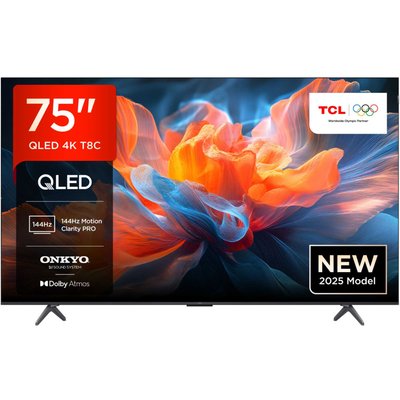 TCL 75T8C UK 75 4K HDR UHD Smart QLED TV Dolby Vision Dolby Atmos