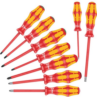 Wera 9 Piece Kraftform Plus 160I/162I/167I VDE Screwdriver Set