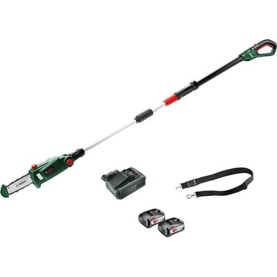 Bosch UNIVERSALCHAINPOLE P4A 18v Cordless Telescopic Pole Tree Pruner 200mm 2 x 2.5ah Li-ion Battery Charger