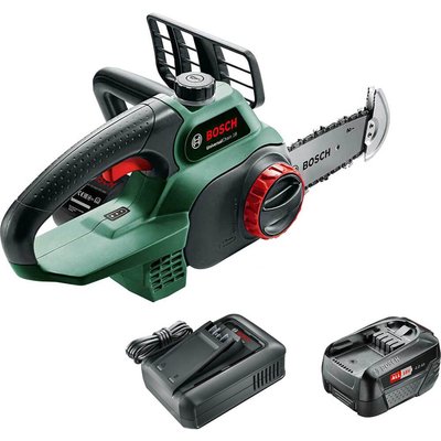 Bosch UNIVERSALCHAIN P4A 18v Cordless Chainsaw 200mm 1 x 4ah Li-ion Battery Charger