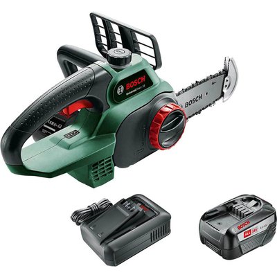 Bosch UNIVERSALCHAIN P4A 18v Cordless Chainsaw 200mm 1 x 6ah Li-ion Battery Charger