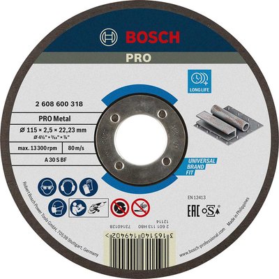 Bosch PRO A30S BF Flat Metal Cutting Disc 115mm