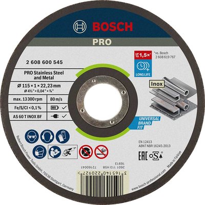 Bosch PRO Inox Thin Metal Steel Cutting Disc 115mm