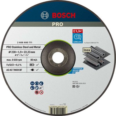 Bosch PRO Inox Thin Metal Steel Cutting Disc 230mm