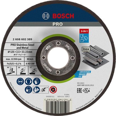 Bosch PRO Depressed Centre 3 in 1 Cutting Grinding Finishing Disc 125mm 2.5mm 22mm