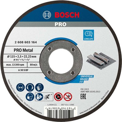 Bosch PRO Metal Cutting Disc 115mm 2.5mm 22mm