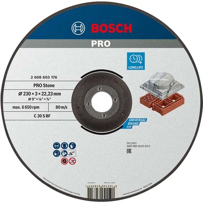 Bosch PRO Depressed Centre Stone Cutting Disc 230mm 3mm 22mm