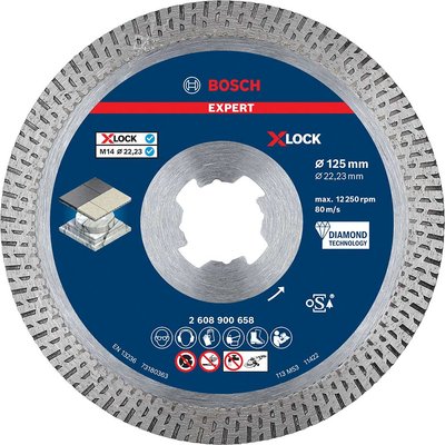 Bosch EXPERT X Lock Best Diamond Cutting Disc for Hard Ceramics 125mm 1.6mm 22mm