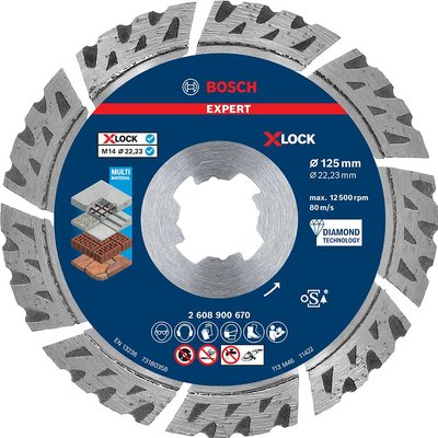 Bosch EXPERT Multi Material X Lock Diamond Cutting Disc 125mm 2.4mm 22mm