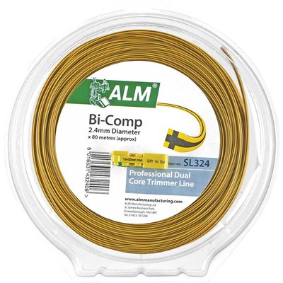 ALM SL324 Replacement Bi-Component Square Grass Trimmer Line 2.4mm x 80m for All Medium Duty Petrol Grass Trimmers using 2.4mm Line