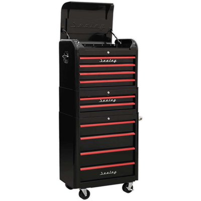 Sealey Premier Retro Style 10 Drawer Roller Cabinet, Mid and Top Tool Chest
