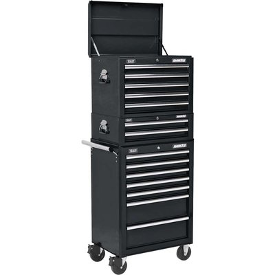 Sealey Superline Pro 14 Drawer Roller Cabinet, Mid Box and Top Tool Chest