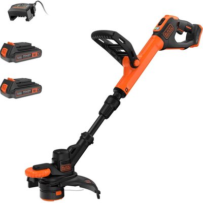 Black and Decker BCST918 18v Cordless Telescopic Grass Trimmer and Edger 280mm 2 x 2ah Li-ion Battery Charger