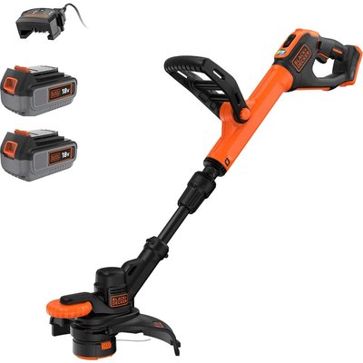 Black and Decker BCST918 18v Cordless Telescopic Grass Trimmer and Edger 280mm 2 x 4ah Li-ion Battery Charger