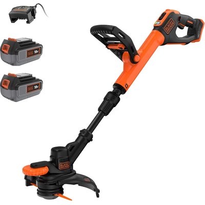 Black and Decker BCSTR918 18v Cordless Resin Blade Telescopic Grass Trimmer and Edger 280mm 2 x 4ah Li-ion Battery Charger