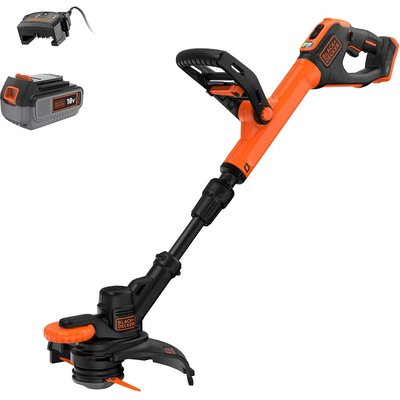 Black and Decker BCSTR918 18v Cordless Resin Blade Telescopic Grass Trimmer and Edger 280mm 1 x 4ah Li-ion Battery Charger