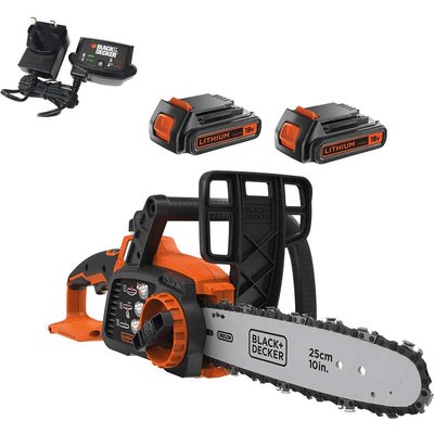 Black and Decker GKC1825L 18v Cordless Chainsaw 250mm 2 x 2ah Li-ion Battery Charger