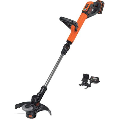 Black and Decker STC1820PC 18v Cordless Telescopic Grass Trimmer and Edger 280mm 1 x 2ah Li-ion Battery Charger