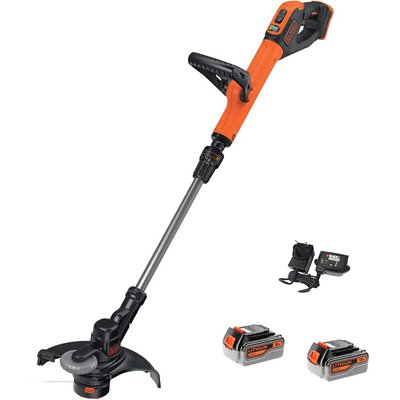 Black and Decker STC1820PC 18v Cordless Telescopic Grass Trimmer and Edger 280mm 2 x 4ah Li-ion Battery Charger